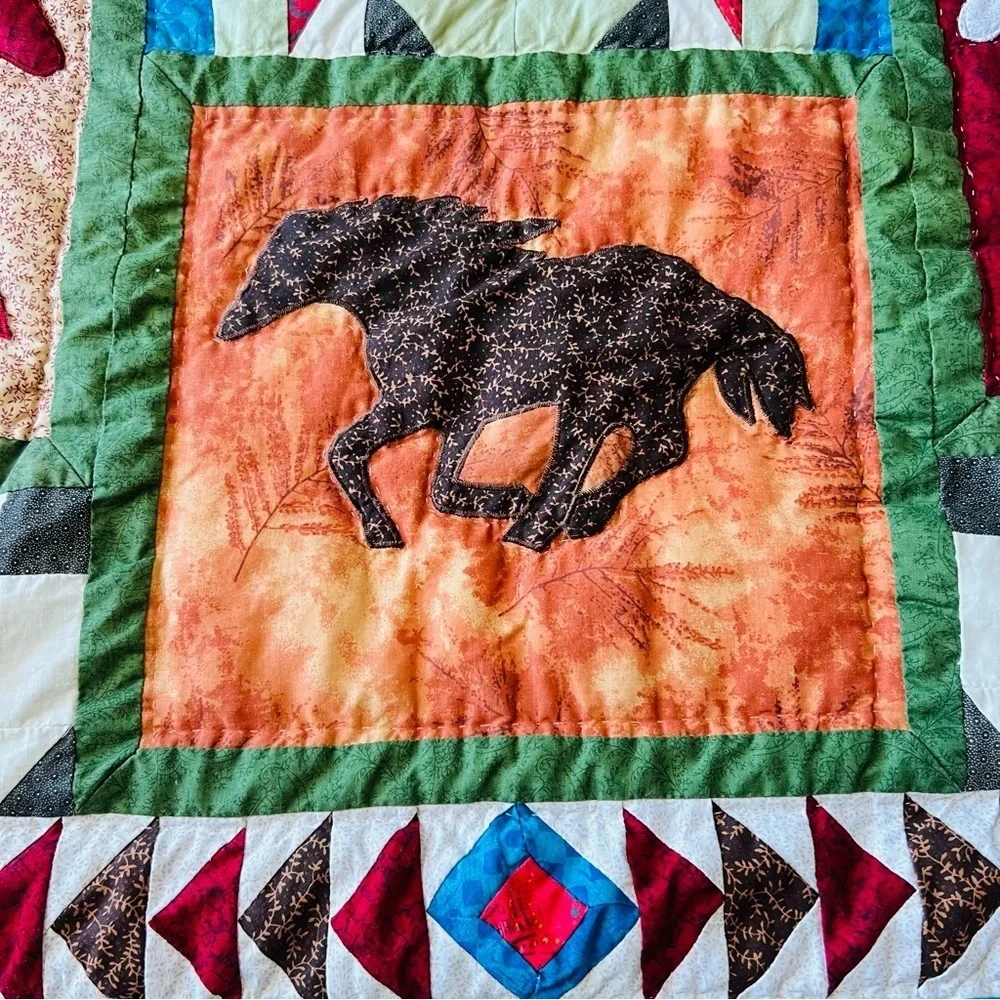 Patchwork  Wall Hanging Cotton Horses Quilt .
